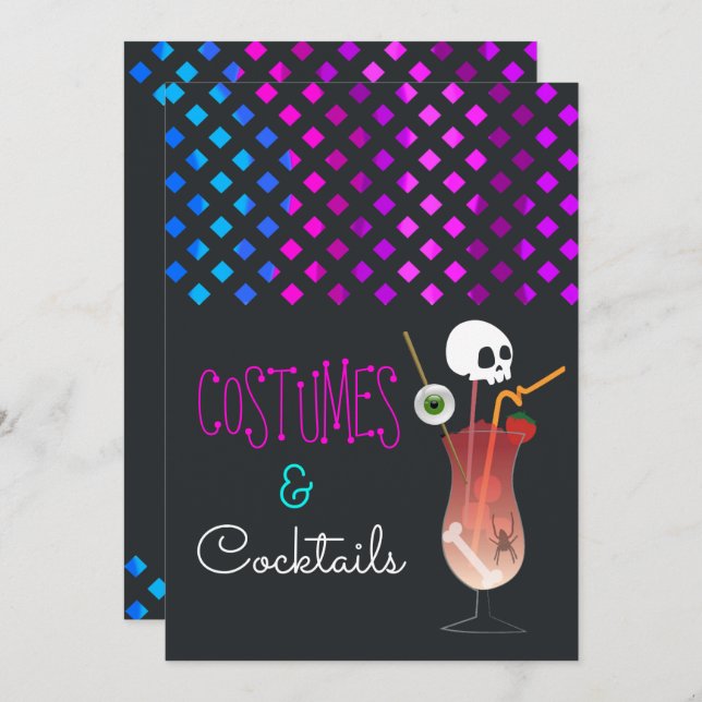 Costumes et cocktails Invitation à la fête d'Hallo (Devant / Derrière)