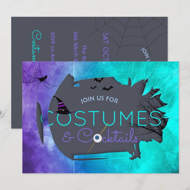 Costumes et cocktails Invitation à la fête d'Hallo (Devant / Derrière)