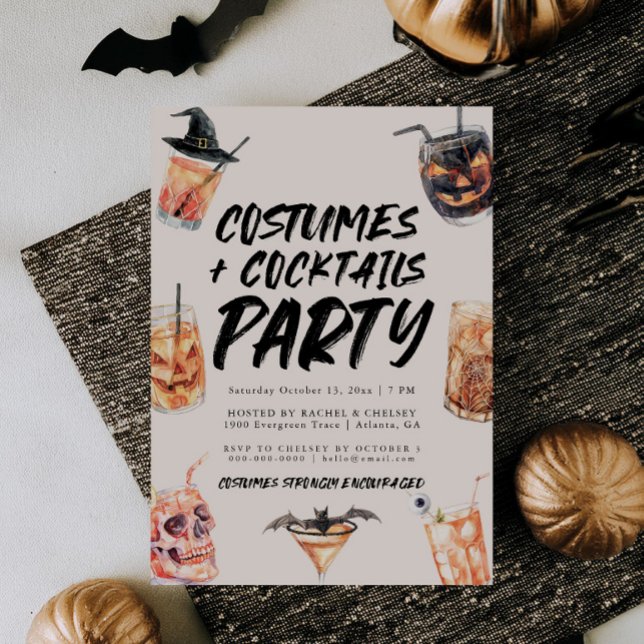 Costumes Et Cocktails Invitation De La Fête Hallow (Créateur téléchargé)