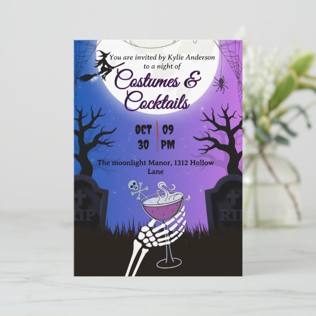 Costumes et cocktails Invitation de partie d'Hallo (Debout devant)