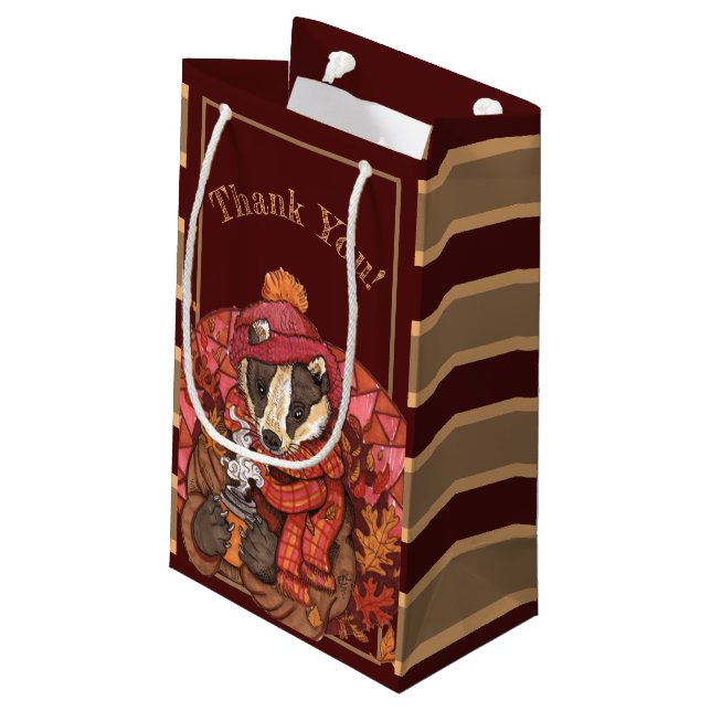 Cosy Badge d'automne Art Petit sac cadeau (Dos Angle)