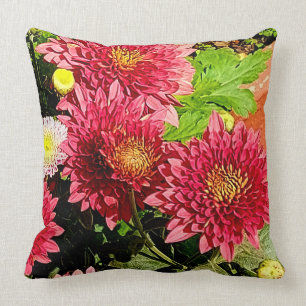 Cosy Bright Peach Chrysanthemum Flowers Coussin