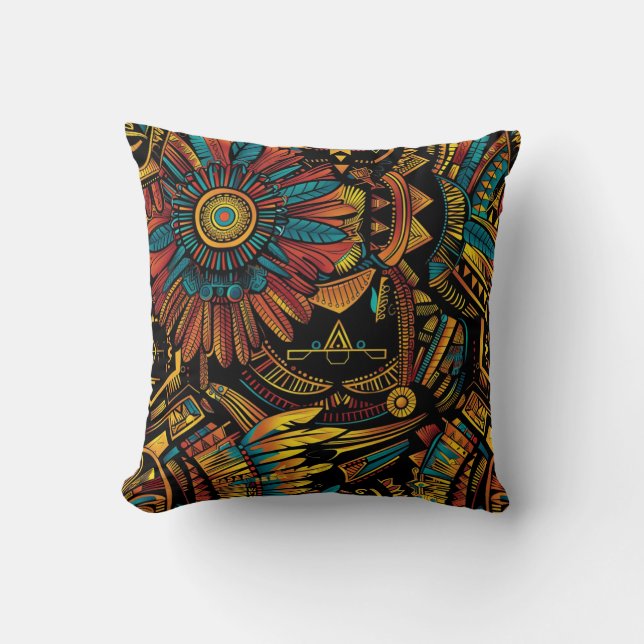 Cosy Cyan "Aztec Dream" Cousu Oreiller (Recto)