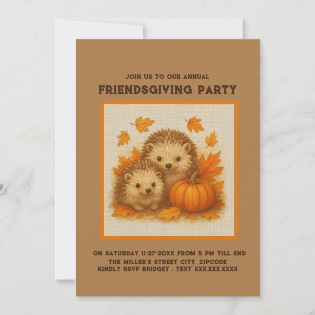Cosy Fall Hedgehog amis d'action Collections vibes (Devant)