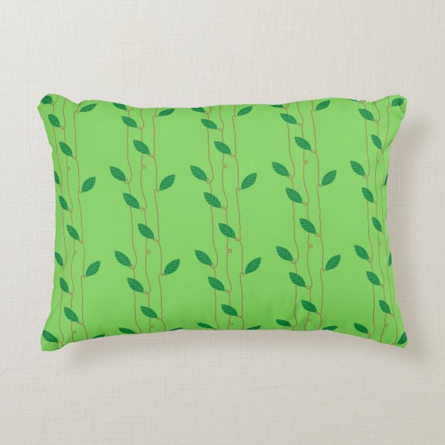 Cosy Grass Green Feuilles Coton Accent Coussin (Devant)
