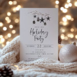 Cosy Nature Fête Invitation<br><div class="desc">Une nature moderne et simpliste,  une invitation à la fête de vacances. Branche aquarelle ornée de pinecones et d'ornements décoratifs étoiles,  design typographique chic avec support motif plaid tendance.</div>