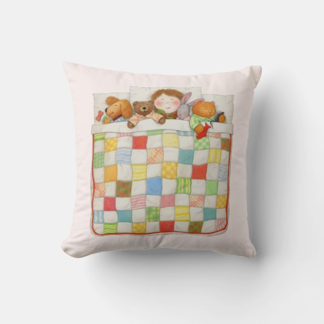 COSY QUILT Carré JAUNE Oreiller - Rose (Recto)