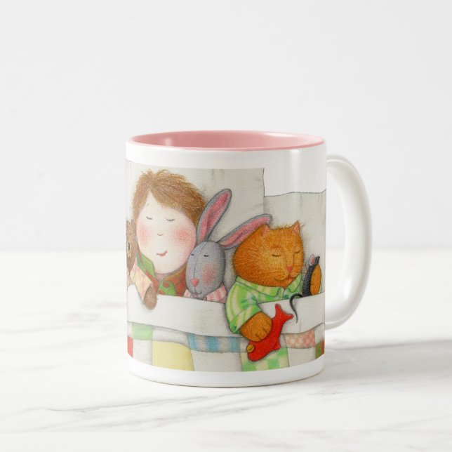 COSY QUILT Rose bicolore Mug (Devant droit)