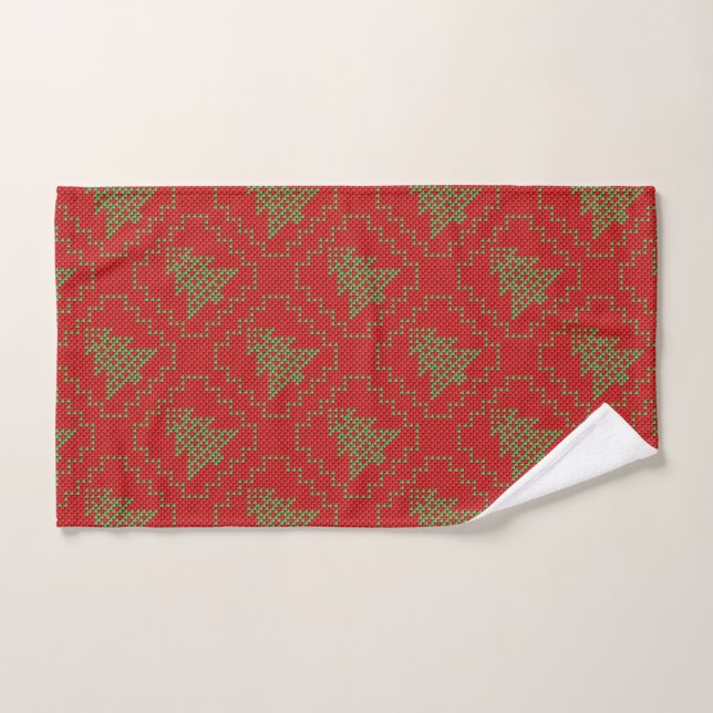 Cosy sapin de Noël affreux pull à damiers motif (Serviette à main)