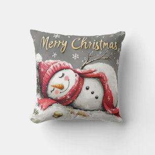 Cosy Snowman "Joyeux Noël" Coussin