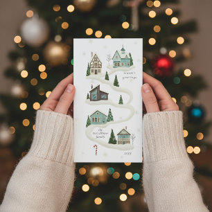 Cosy Winter Village Famille de Noël Carte