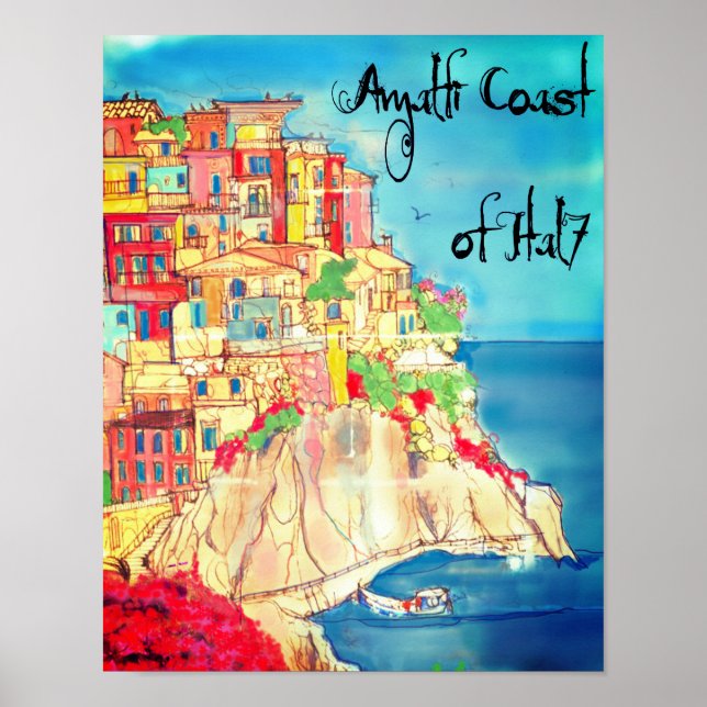 Côte amalfitaine d'Italie affiche 11" X 14" (Devant)