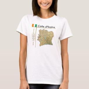 Cote d'Ivoire Carte + Drapeau + T-Shirt Titre