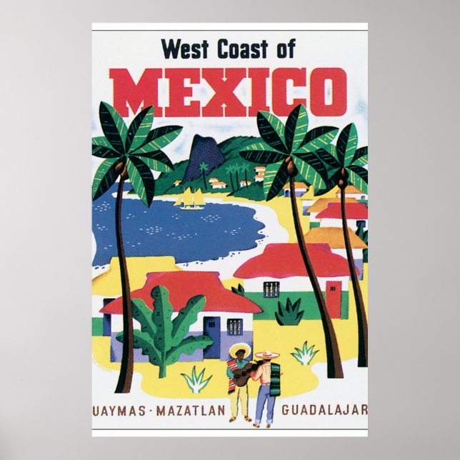 Côte Ouest du Mexique Poster Vintage voyage Artwor (Devant)