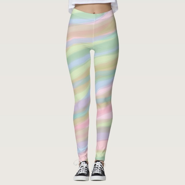 Coton bonbon couleur rayé Leggings (Devant)