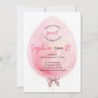 Coton Candy Invitation d'anniversaire