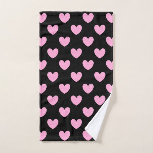 Coton Candy Pink coeurs de polka sur noir