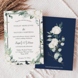 Coton d'Eucalyptus   Felt Ecru Faire-part de maria