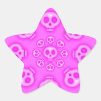 Coton foncé bonbon rose crâne étoile autocollant