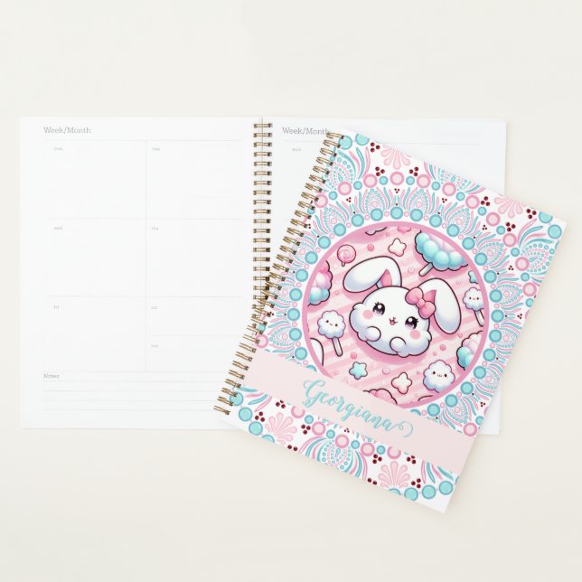 Coton Personnalisé Candy Kawaii Bunny Dot Mandala (Devant avec enveloppe)