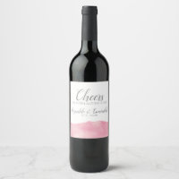 Coton rose Candy Aquarelle Mariage Vin Étiquette