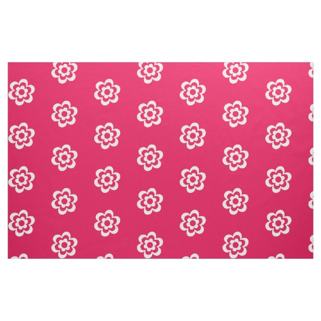Coton Rouge Composé Avec Tissu Fleur Blanc (Fat Quarter)