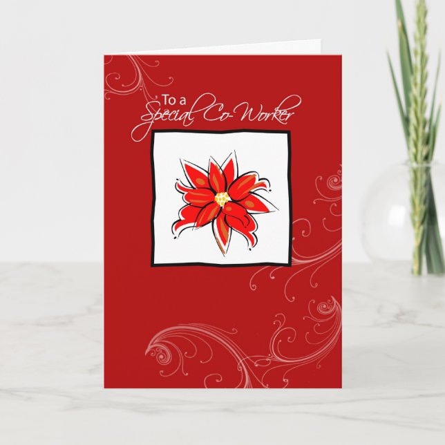 Cotravailleur Poinsettia, carte de Noël (Devant)