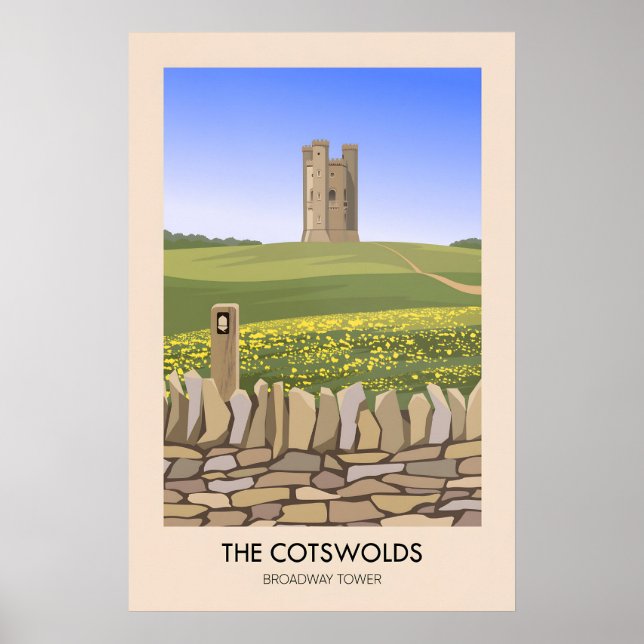 Cotswolds Broadway Tower Travel Poster (Devant)