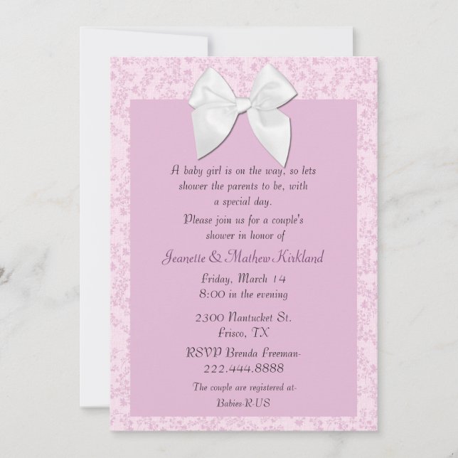 Cottage Chic Couple's Baby Girl Shower Invitation (Devant)