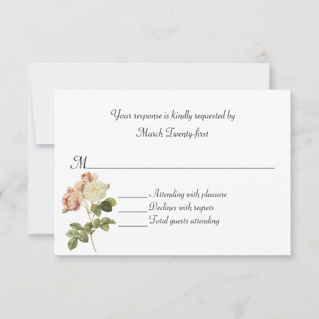 Cottage Chic Roses Vintages mariage carte RSVP (Devant)