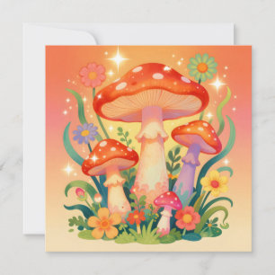 Cottage Core Champignons et Papillon Blank