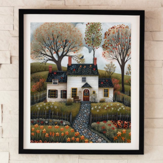 Cottage Folk Art Huile Peinture Poster (Créateur téléchargé)
