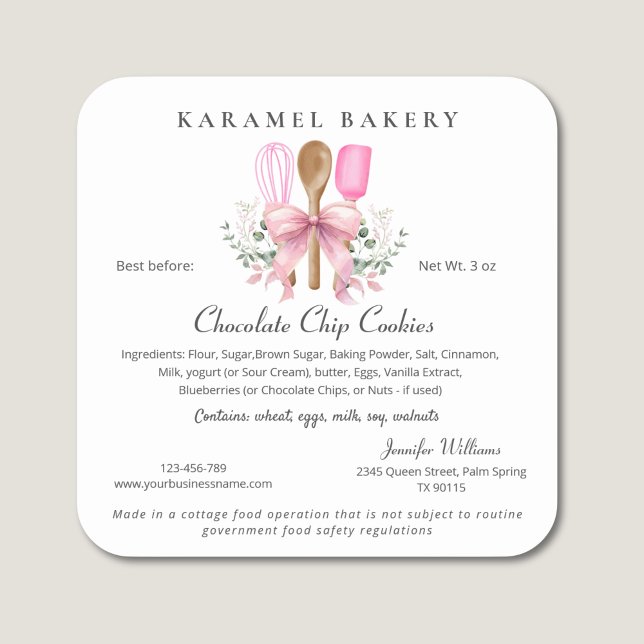 Cottage Food Law Étiquette Ustensiles Cuisine (Créateur téléchargé)