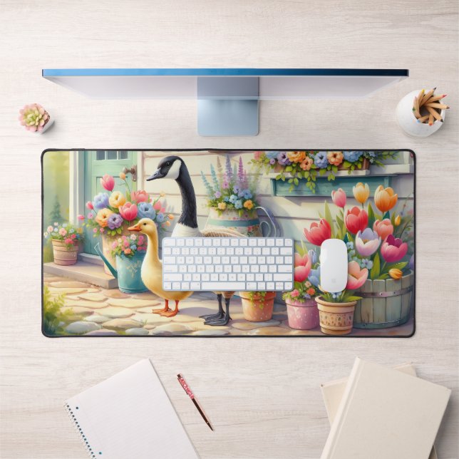 Cottage Garden Geese Spring Illustration (Bureau 1)