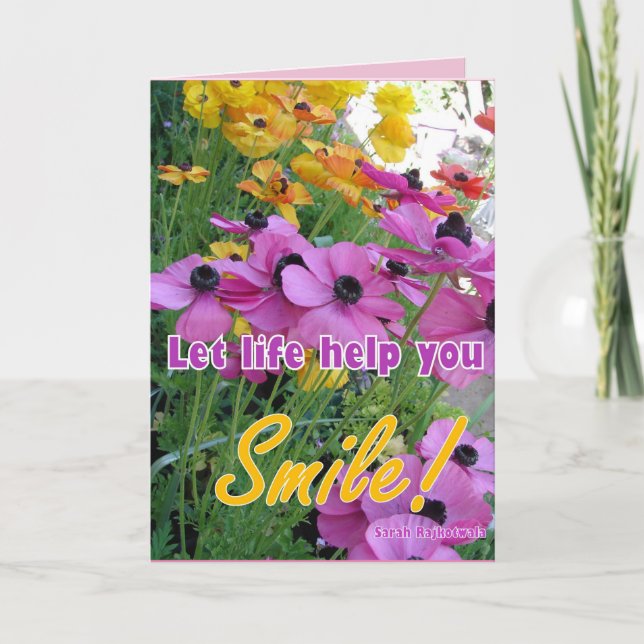 Cottage Garden Smile Rose Rannunculus carte floral (Devant)