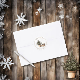 Cottage Hygge Round Return Adresse Sticker