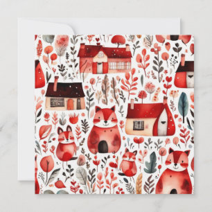 Cottage mignon coeur rouge champ magnétique Cadre 