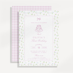 Cottagecore floral, invitation d'anniversaire à ca