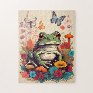 Cottagecore Grenouille Puzzle Papillons Rétro Cham