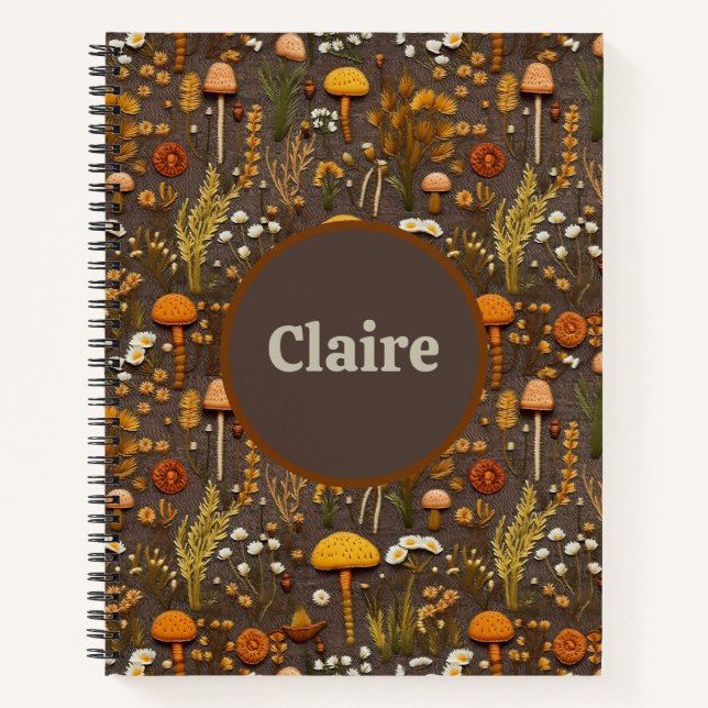 Cottagecore Mushroom Broderie Bullet Journal (Devant)