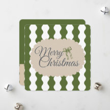 Cottagecore Rayures Vertes Carte de Noël sur Mesur