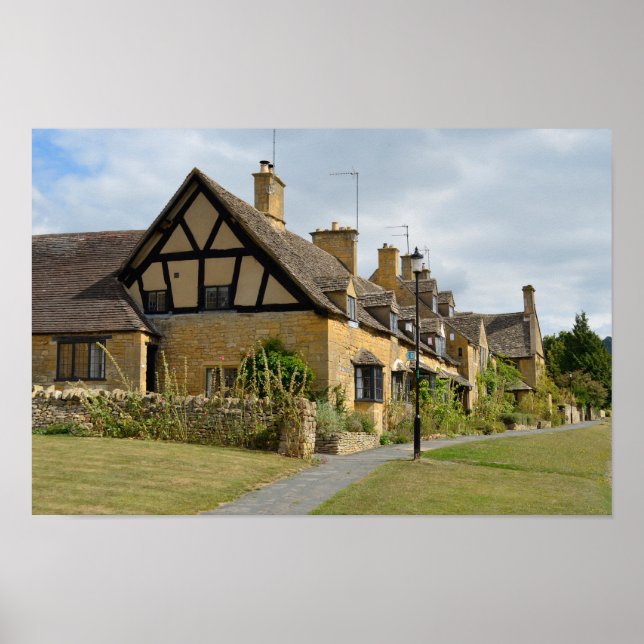 Cottages à Broadway, Cotswolds poster print (Devant)