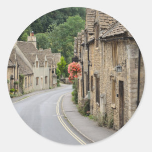 Cottages en Castle Combe, UK autocollant rond