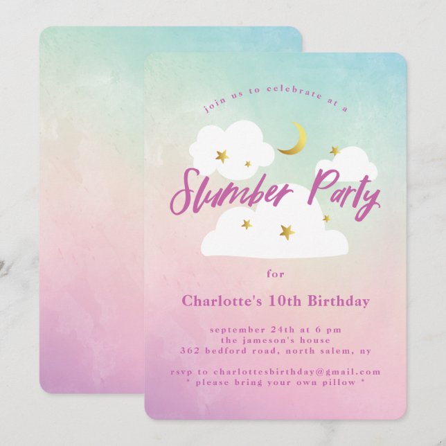 Cotton Candy Sky Stwood Party Invitation (Devant / Derrière)