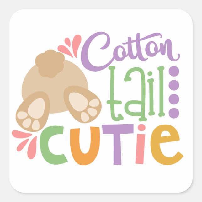 Cotton queue cutie fun Easter fête autocollant (Devant)