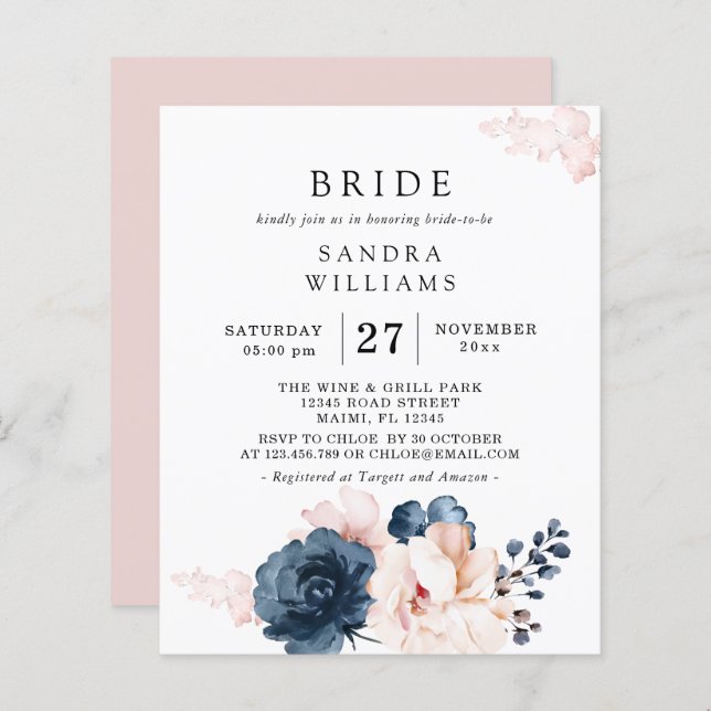 Couche de Fête des mariées florale rose bleu budge (Devant / Derrière)