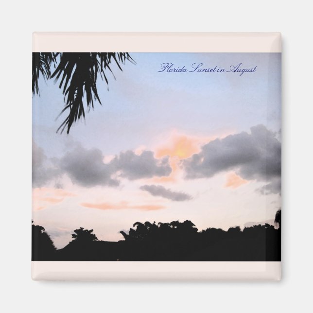 Couché de soleil en Floride en août aimant carré (Devant)