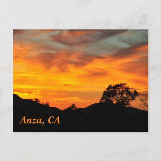 Coucher De Soleil À Anza, CA Carte Postale (Devant)