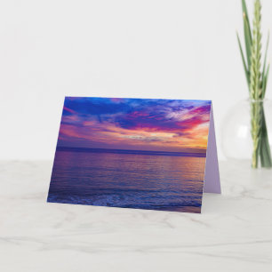 coucher de soleil à la plage 2 carte de voeux