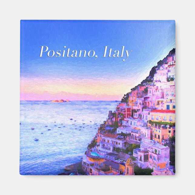 Coucher de soleil à Positano, Italie Magnet (Devant)